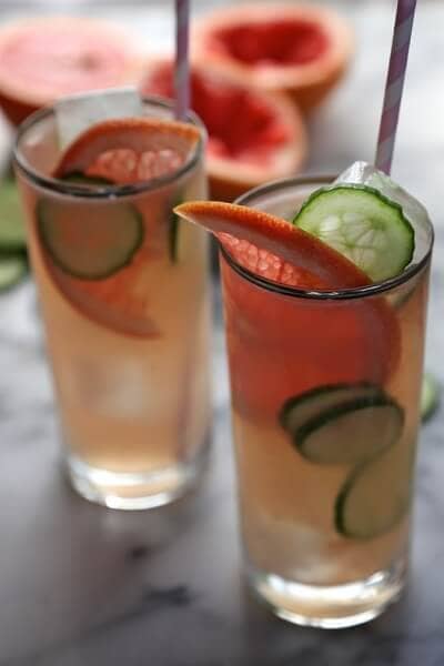 pink grapefruit cucumber cocktail