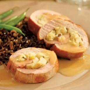 Apple Leek Stuffed Pork Tenderloin