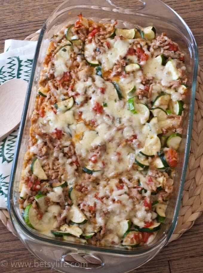 Cheesy Zucchini and Turkey Casserole