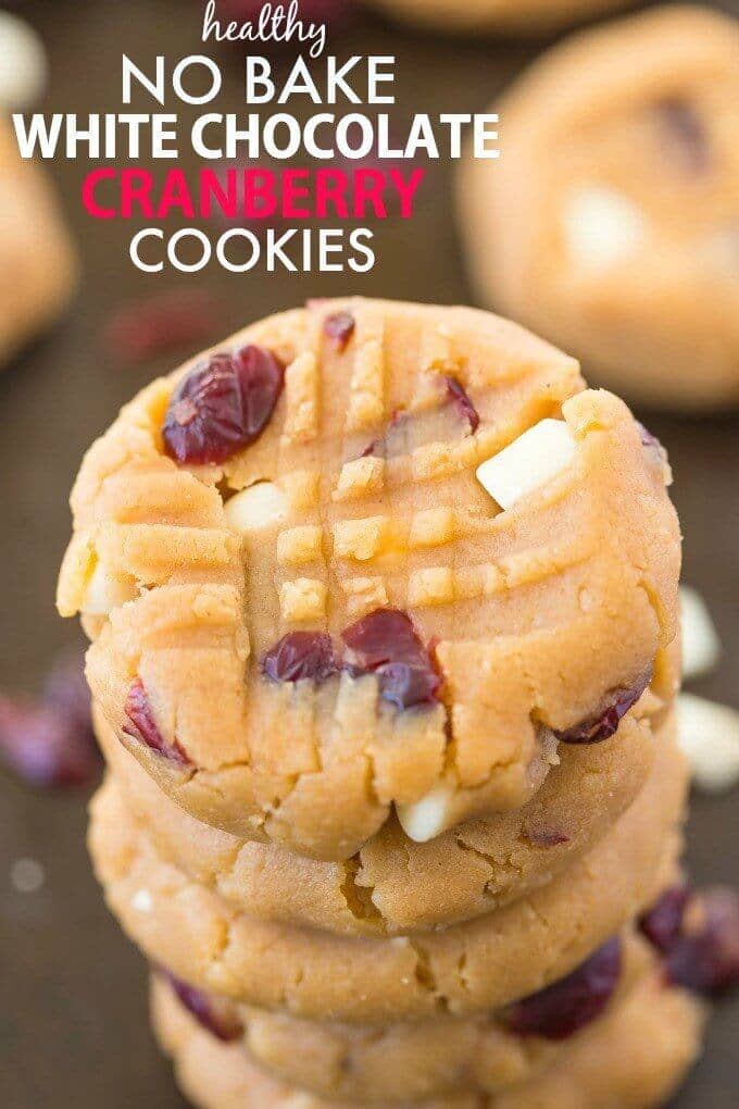 Healthy No-Bake White Chocolate Cranberry Cookies
