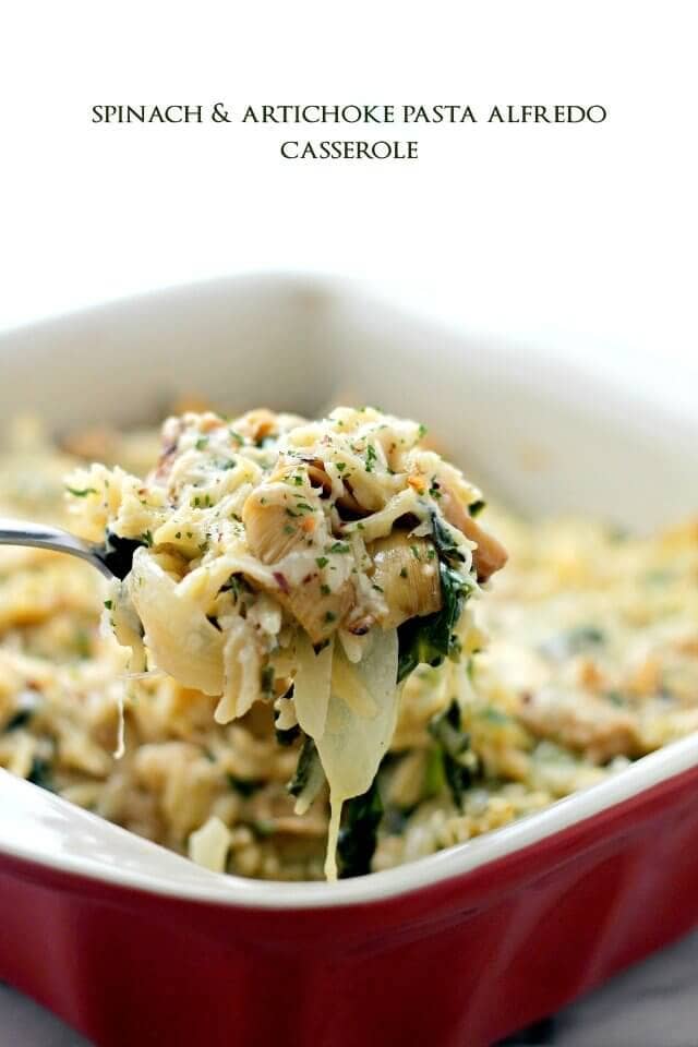 Spinach and Artichoke Pasta Alfredo Casserole