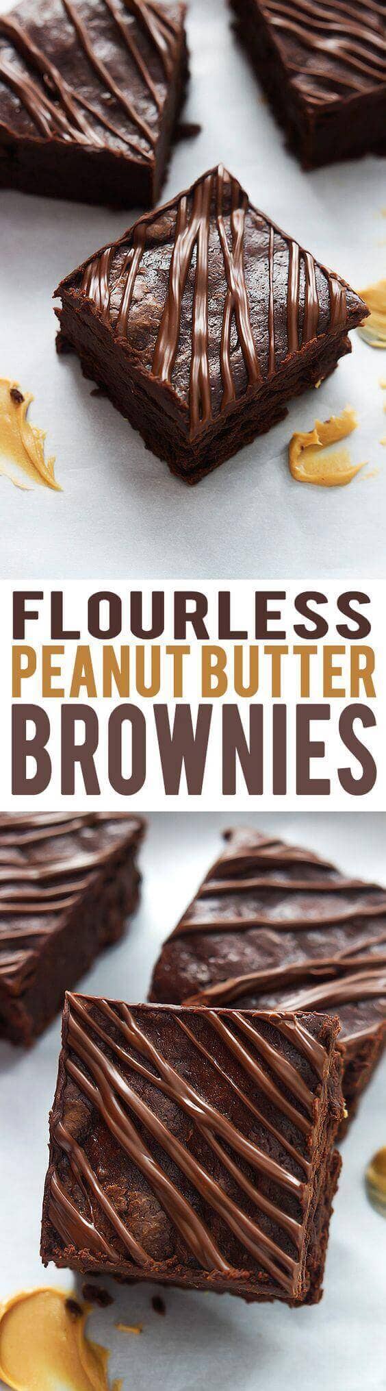 Flourless Fudgey Peanut Butter Brownies