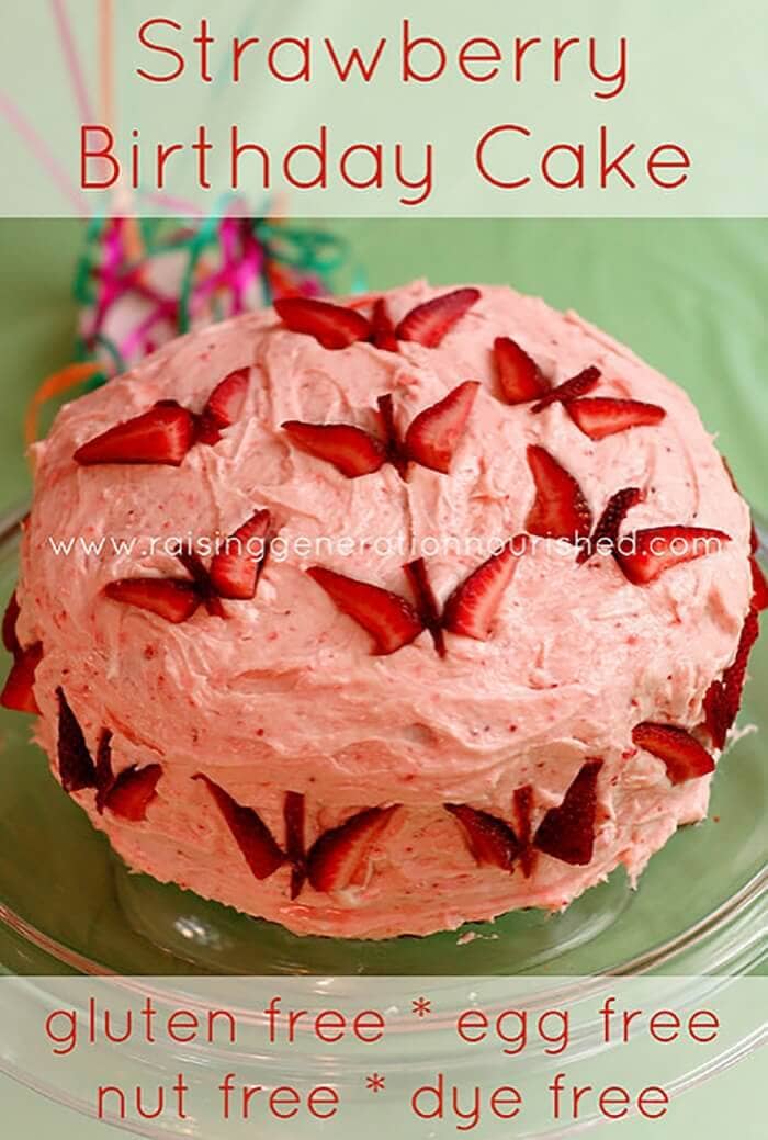 Strawberry Birthday Cake: Gluten, Egg, & Dye Free