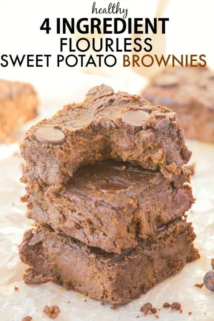 Healthy 4 Ingredient Flourless Sweet Potato Brownies