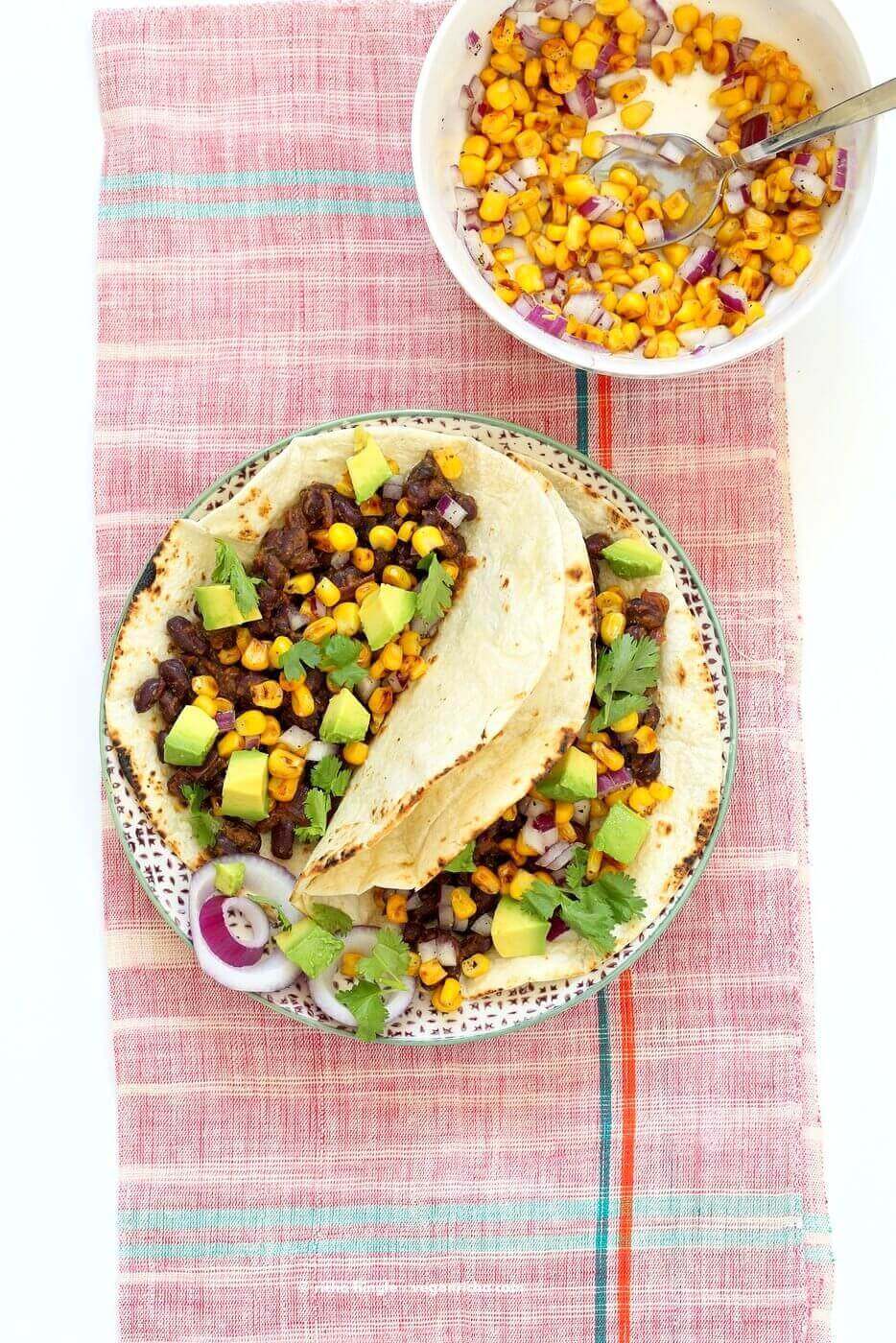 Jamaican Jerk Black Bean Tacos with Roaste