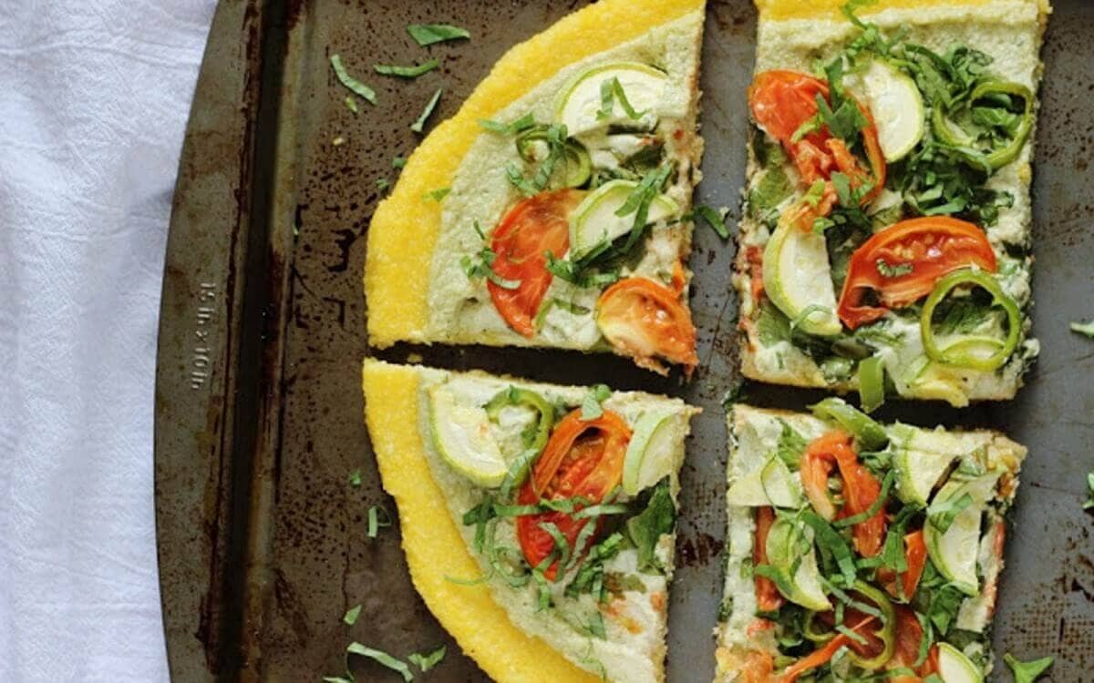 Polenta Pizza with Cashews and Ricotta