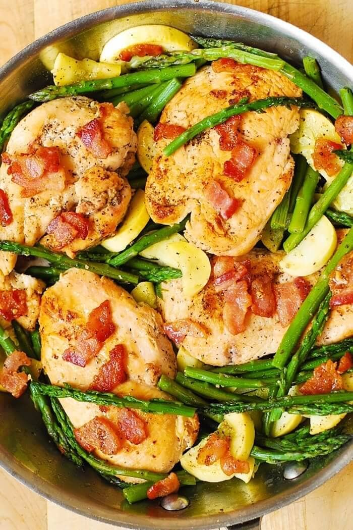 Chicken, Asparagus, and Bacon Skillet