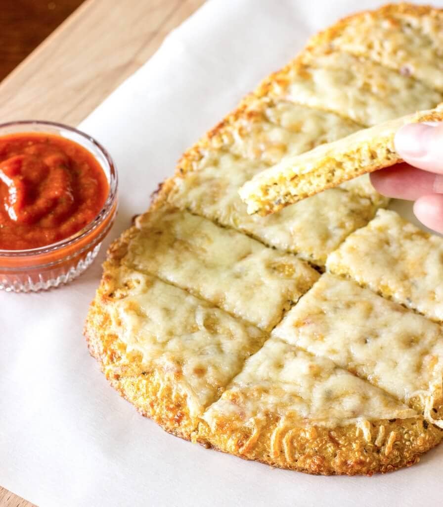 Cheesy Garlic Pizza with a Quinoa Crust