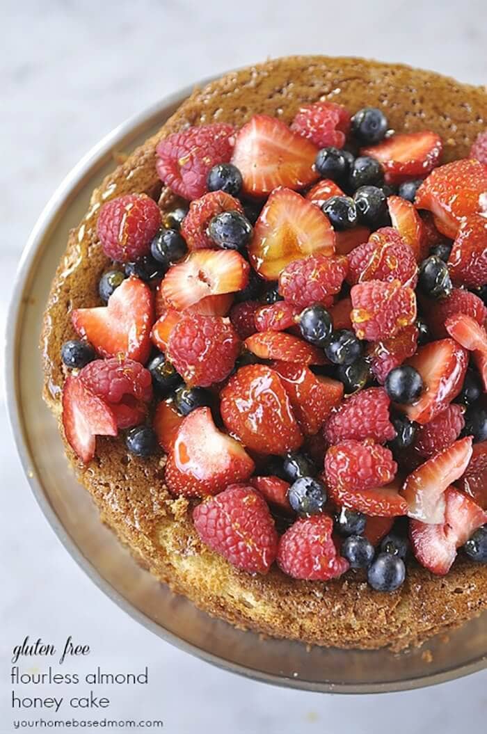 Gluten-Free Flourless Almond Honey Cake with Berries