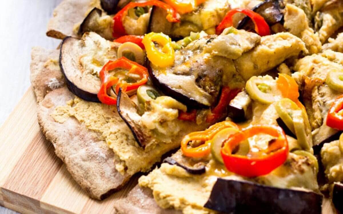 Eggplant Hummus Pizza