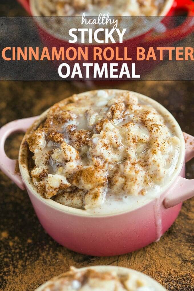 Sticky Cinnamon Roll Batter Oatmeal