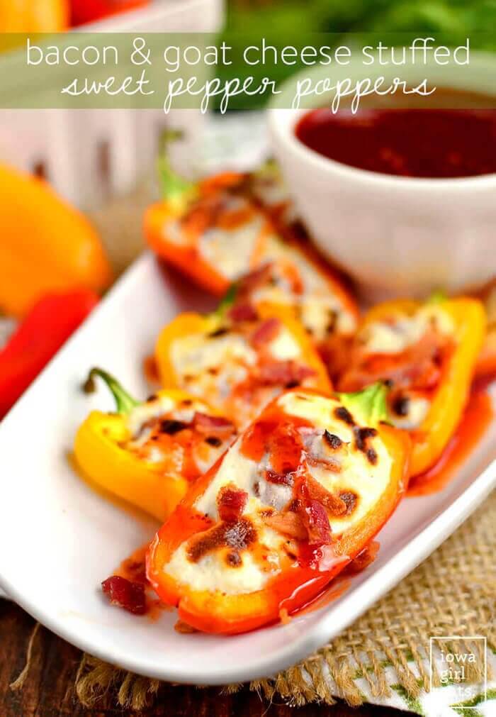 Bacon and Goat Cheese Stuffed Sweet Pepper Poppers