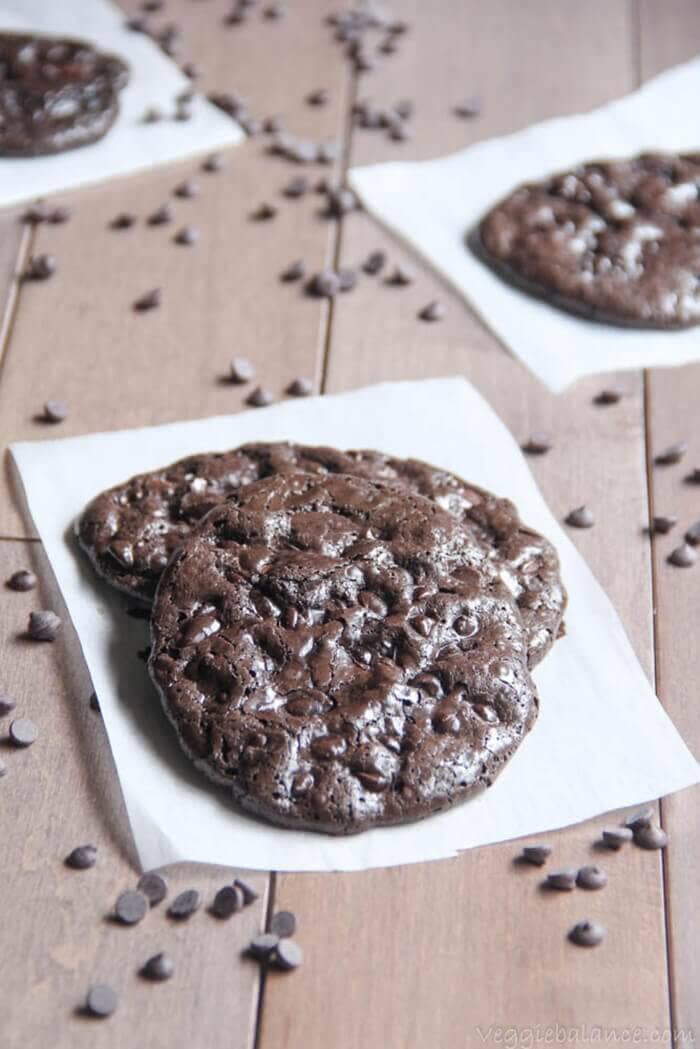 Flourless Double Chocolate Chip Cookies