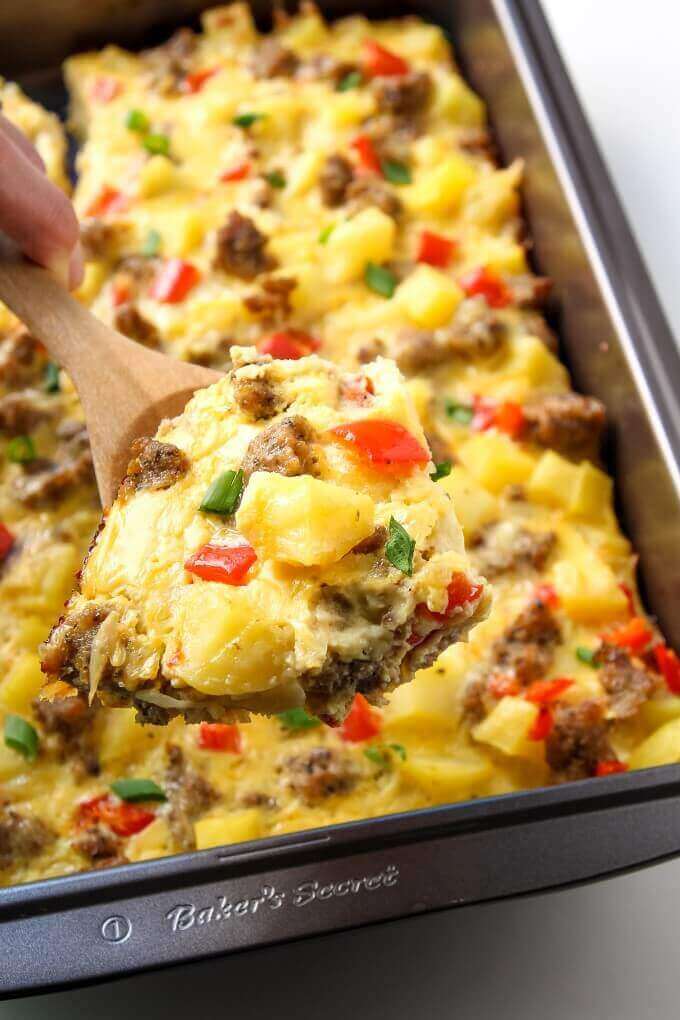 Breakfast Casserole with Eggs, Potatoes, and Sausage