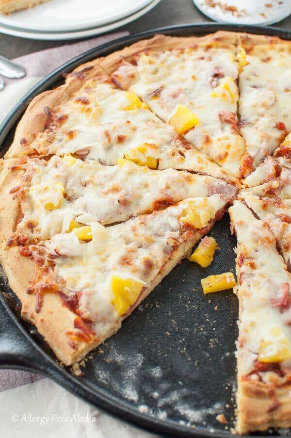 Ham and Pineapple Pizza with a Gluten-Free Crust