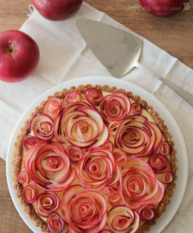 Apple Rose Tart with Maple Custard and Walnut Crust