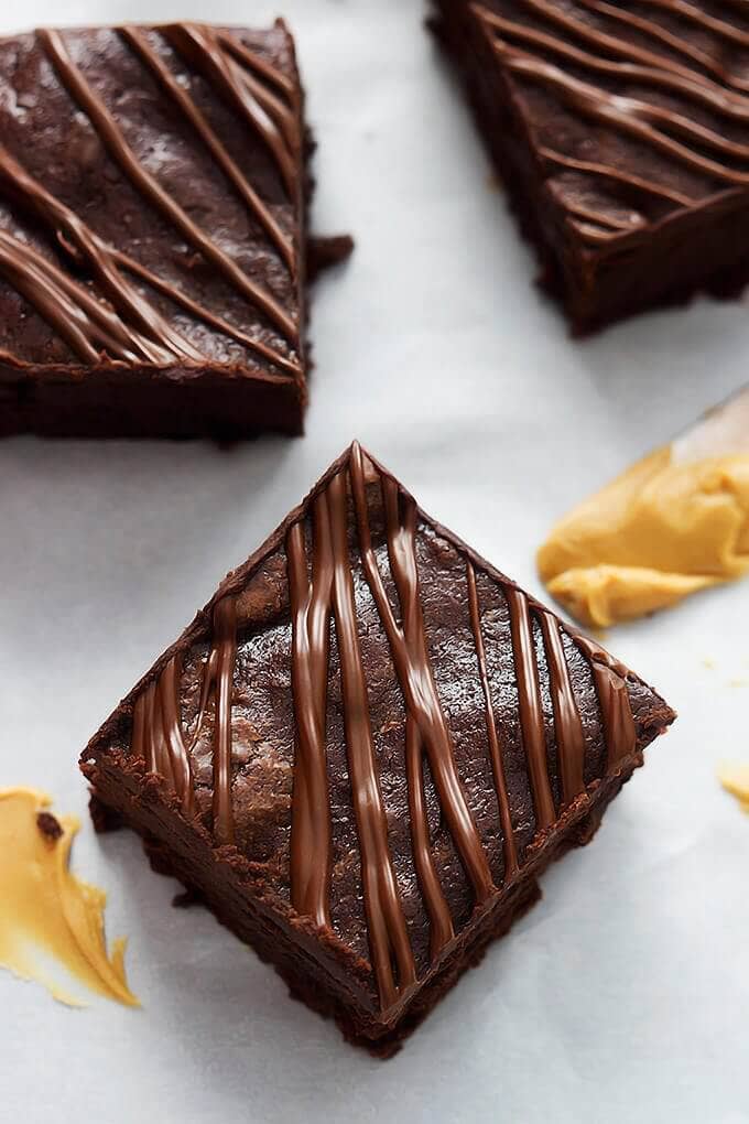 Flourless Fudgey Peanut Butter Brownies