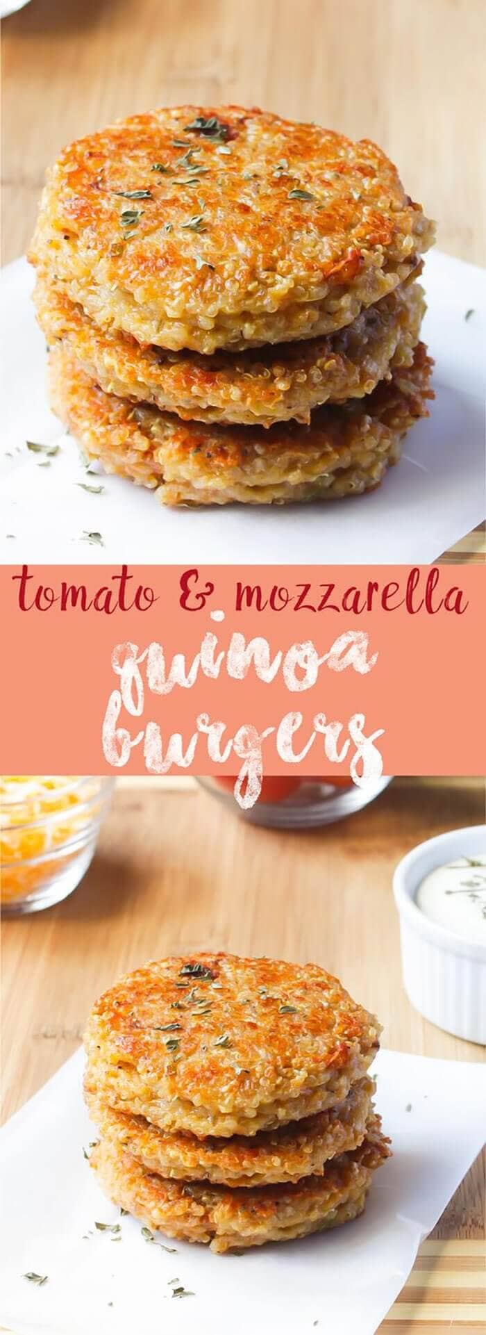 Sun Dried Tomato and Mozzarella Quinoa Burger