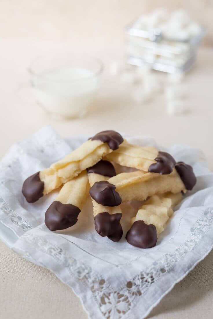 Gluten Free Shortbread Cookies dipped in Chocolate