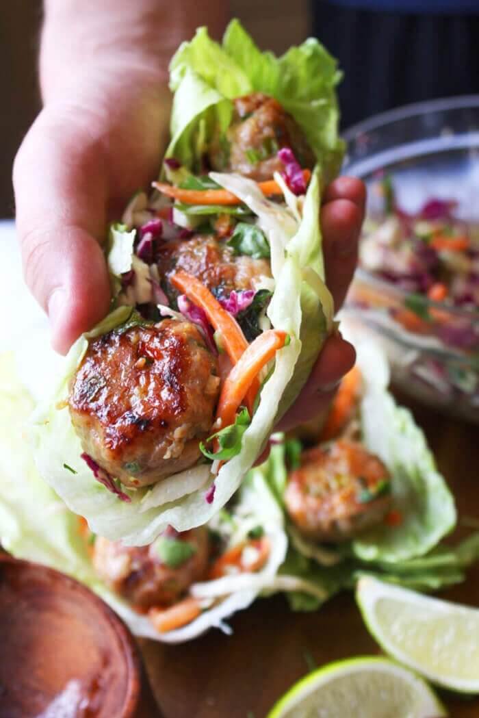 Thai Meatball Lettuce Wraps