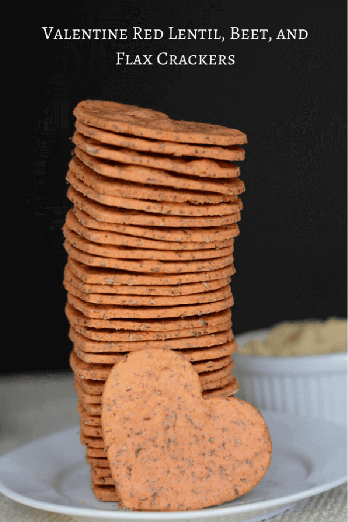 Valentine Red Lentil, Beet and Flax Seed Crackers