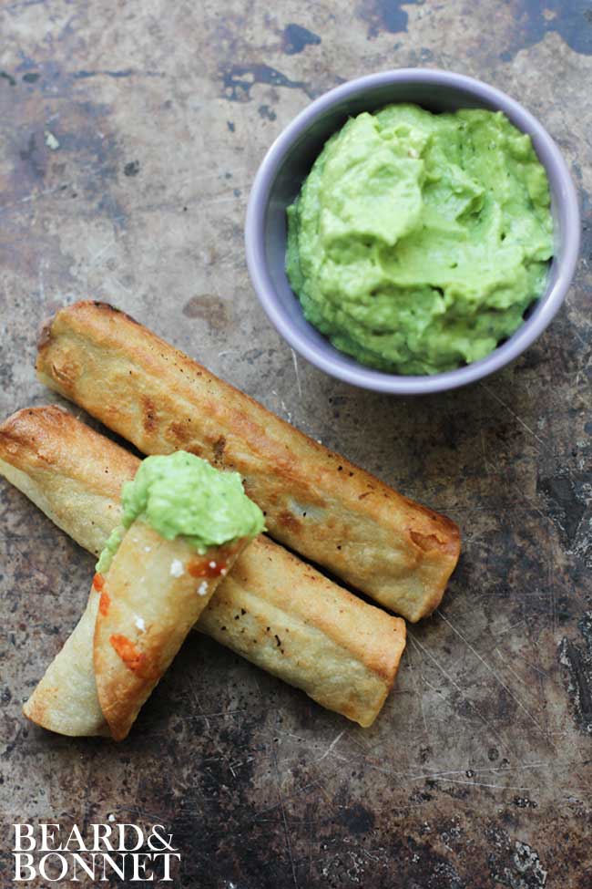 Black Bean Flautas with Avocado Dipping Sauce