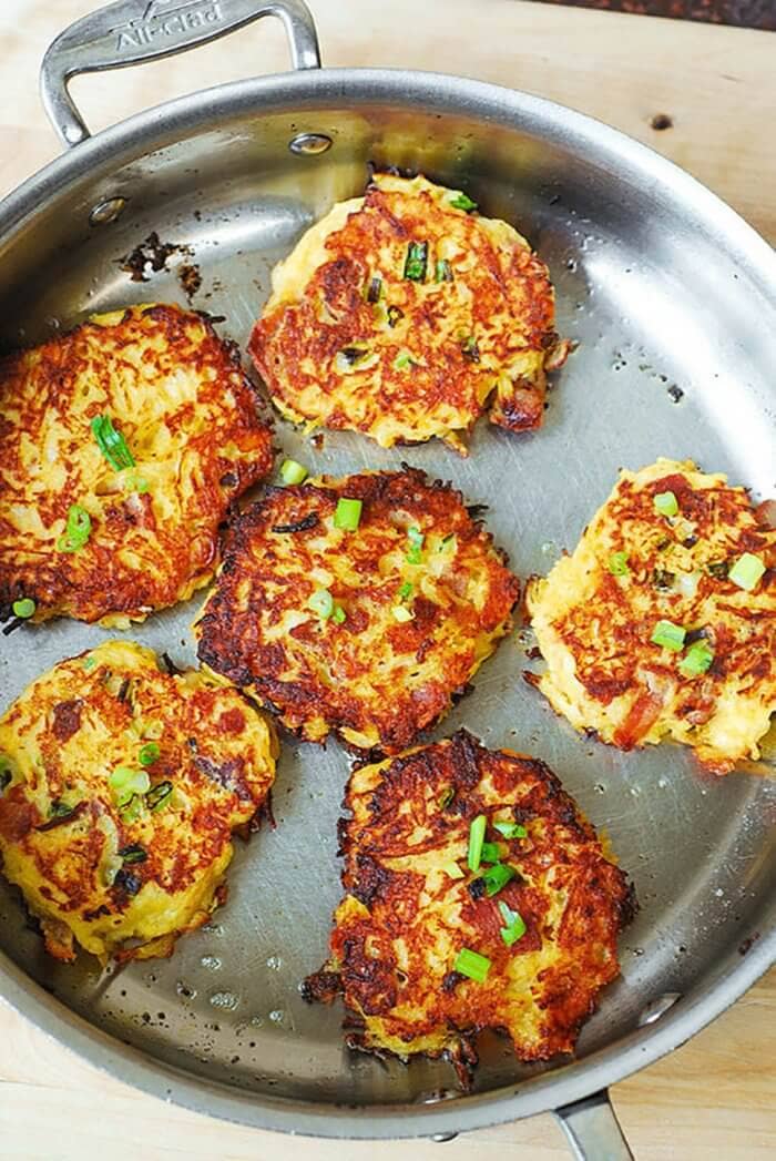 Bacon, Spaghetti Squash, and Parmesan Fritters