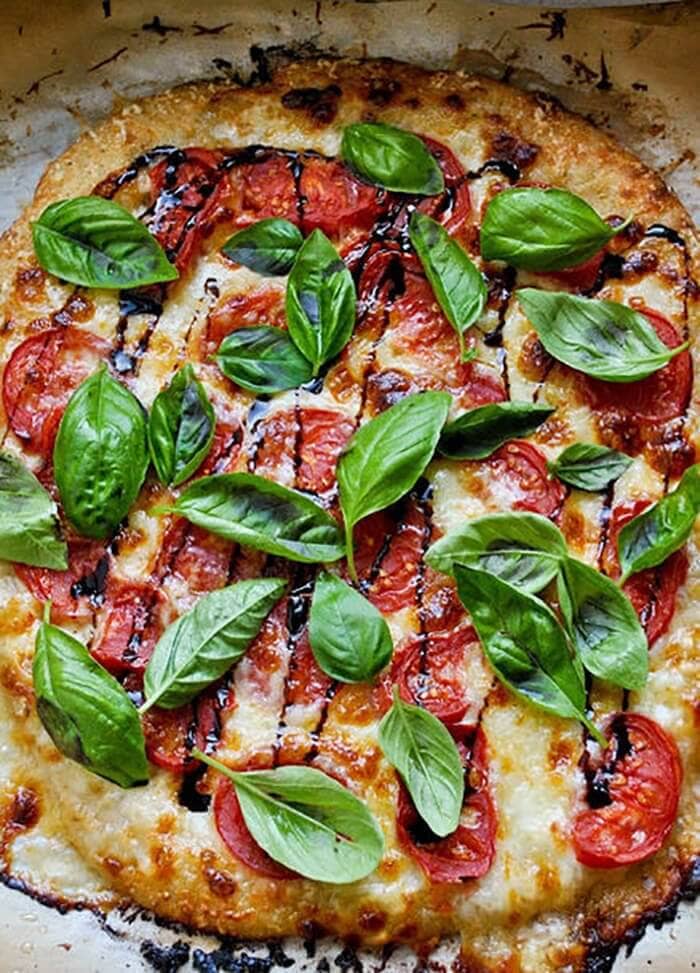 Tomato, Mozzarella, and Basil Pizza