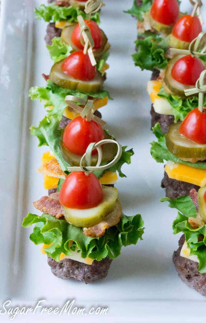 Mini Bun-less Cheeseburger Bites with Thousand Island Dip