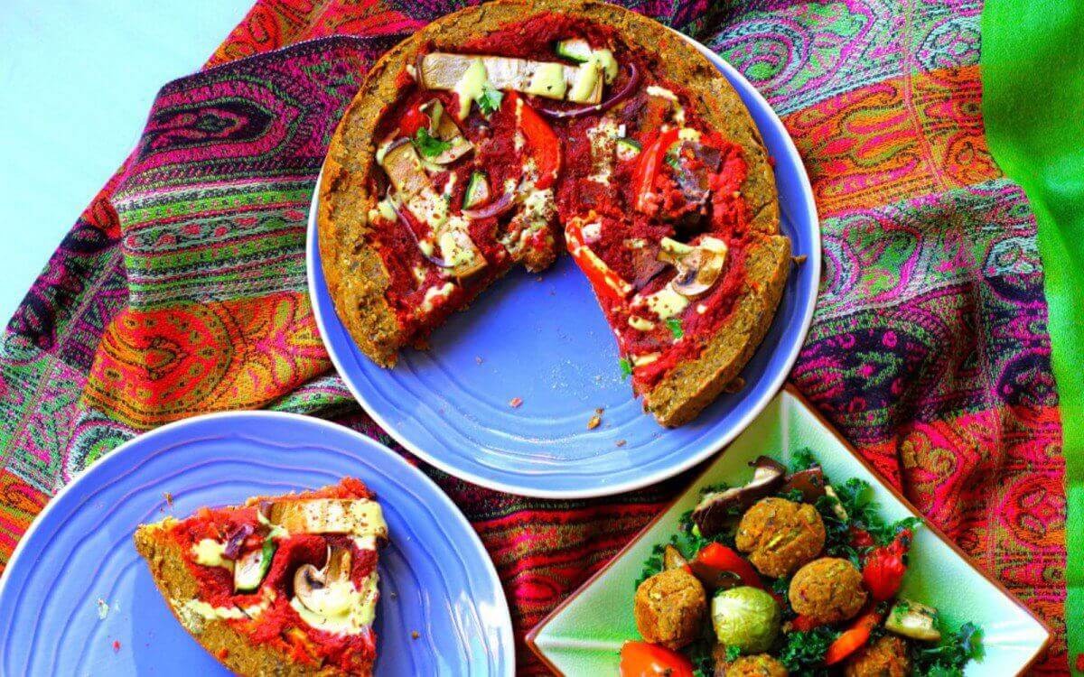 Deep Dish Pizza with a Falafel Crust