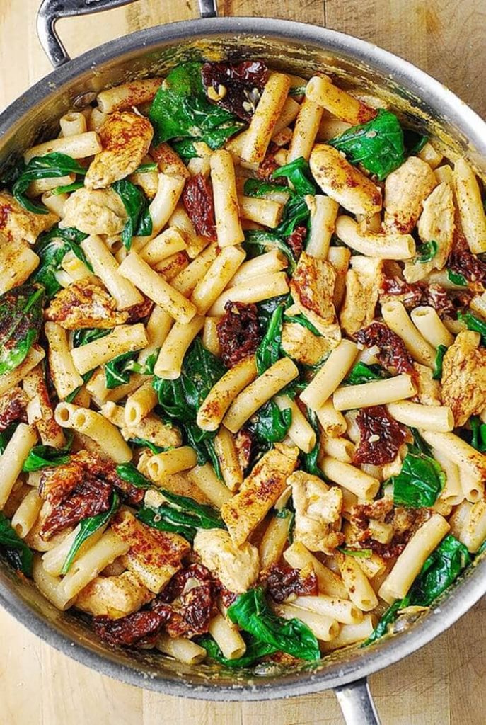 01 Gluten Free Recipe Asiago Chicken Pasta With Sun Dried Tomatoes And Spinach 54health 687x1024 