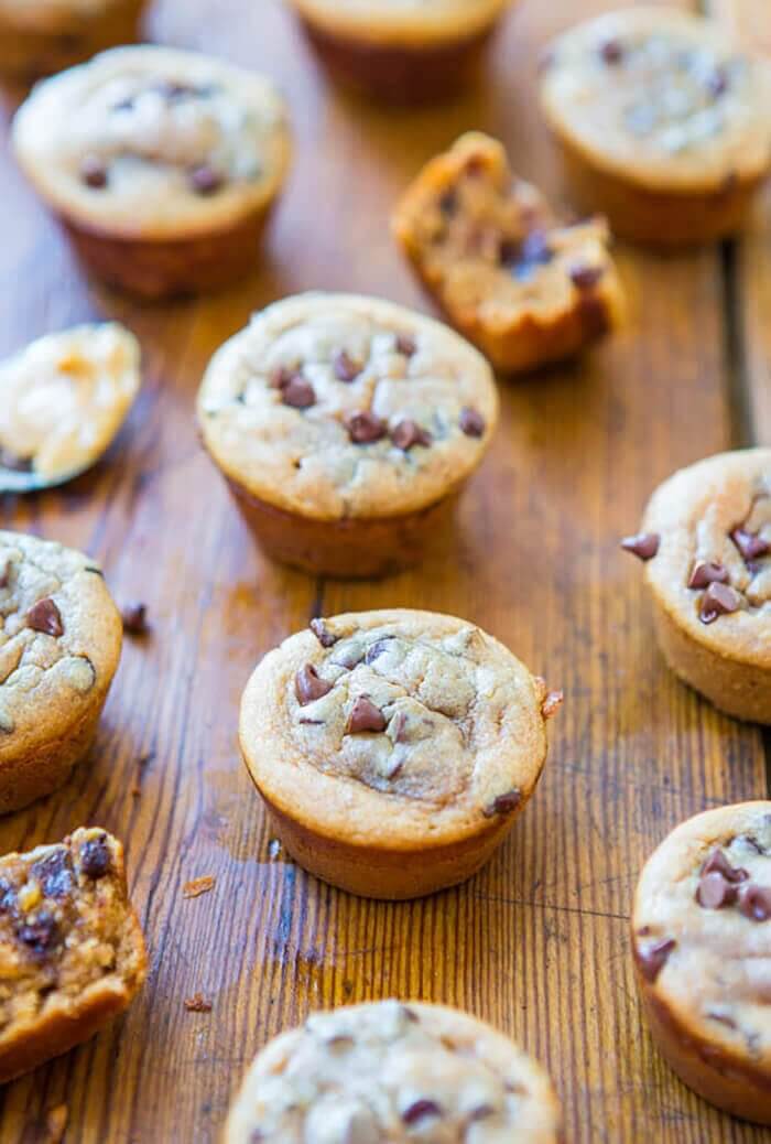 Flourless Peanut Butter Chocolate Chip Mini Blender Muffins