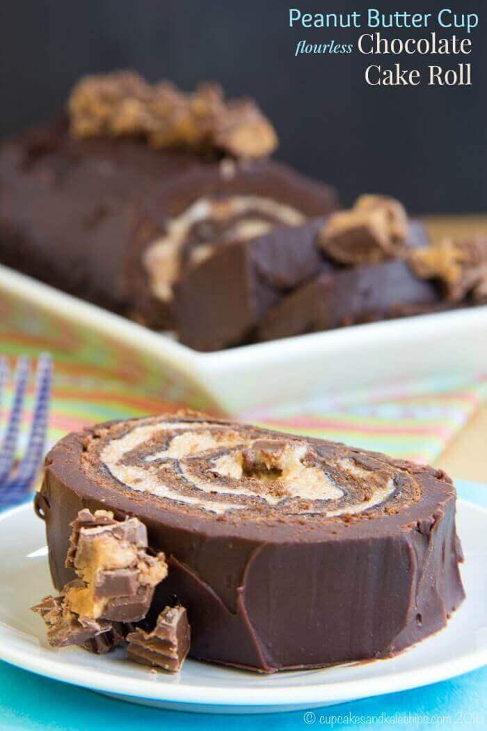 Peanut Butter Cup Flourless Chocolate Cake Roll