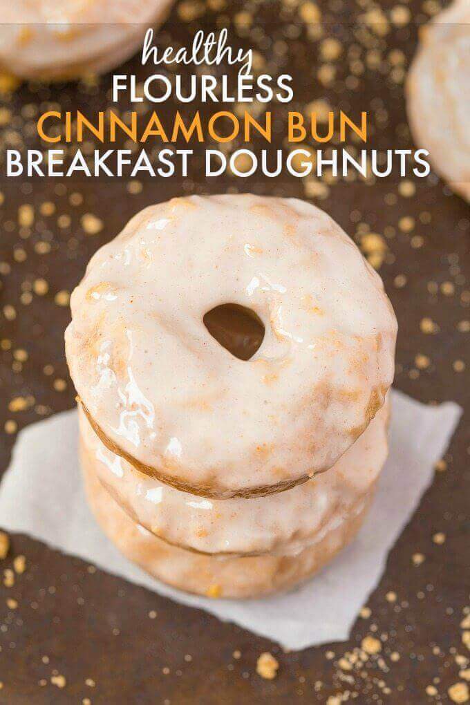 Healthy Flourless Cinnamon Bun Breakfast Doughnuts