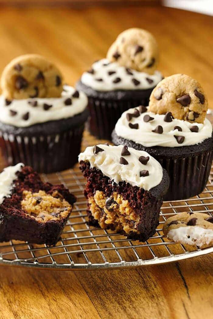 Chocolate Cookie Dough Cupcakes