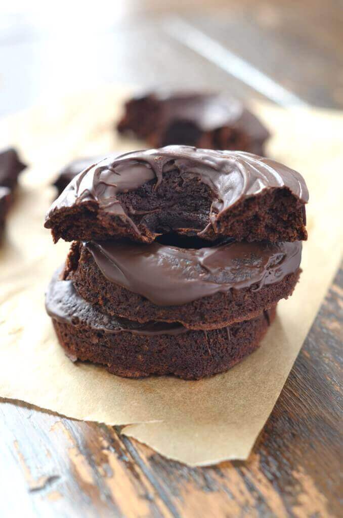 Coconut Flour Chocolate Glazed Donuts