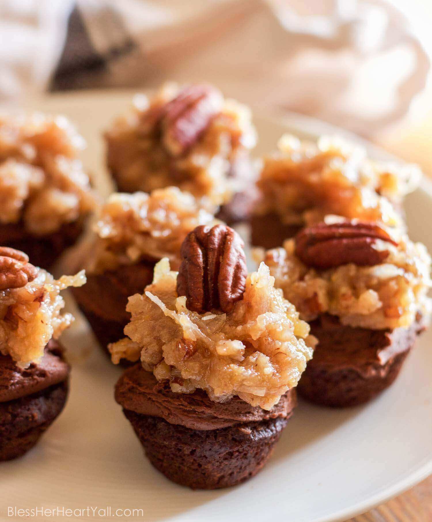 German Chocolate Mini Cupcakes