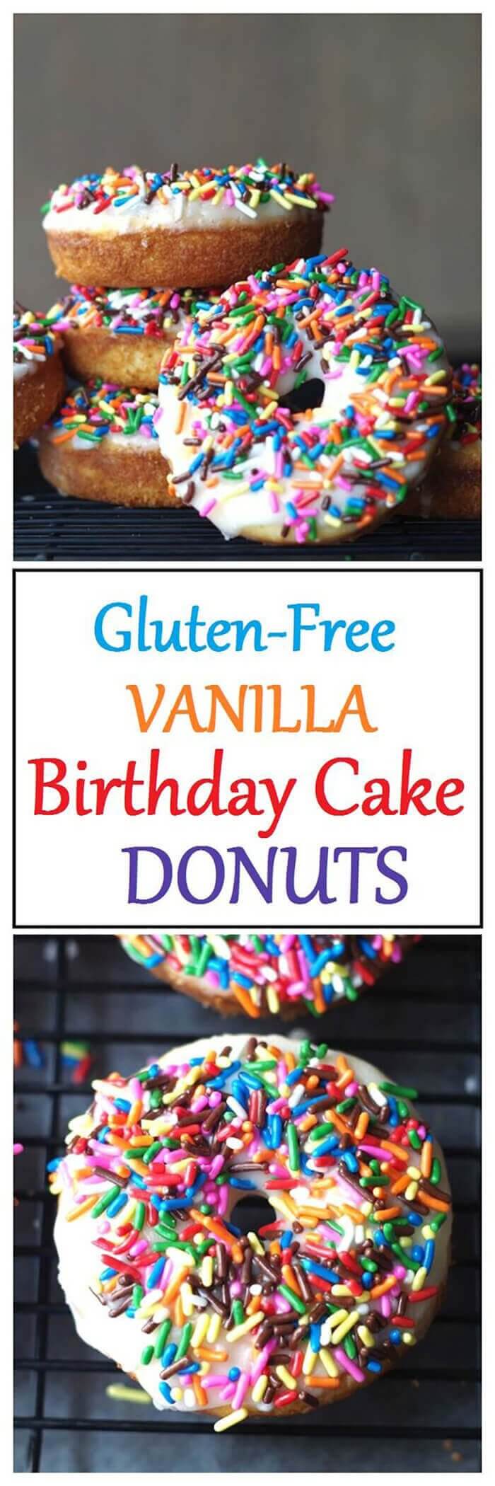 Gluten-Free Vanilla Birthday Cake Donuts (11 Ingredients)