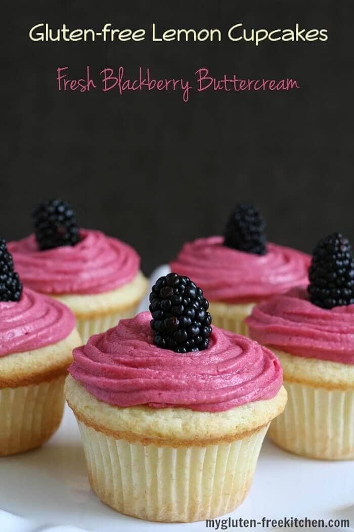 Lemon Buttermilk Cupcakes with Fresh Blackberry Buttercream