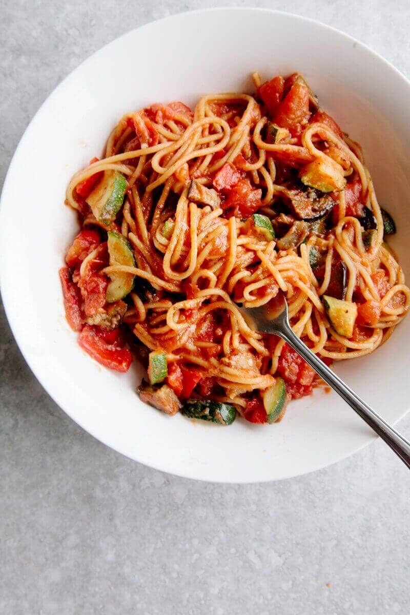 One-Pot Ratatouille Spaghetti