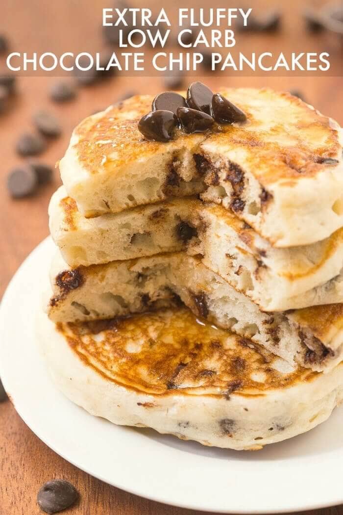 Healthy Fluffy Low-Carb Chocolate Chip Pancakes