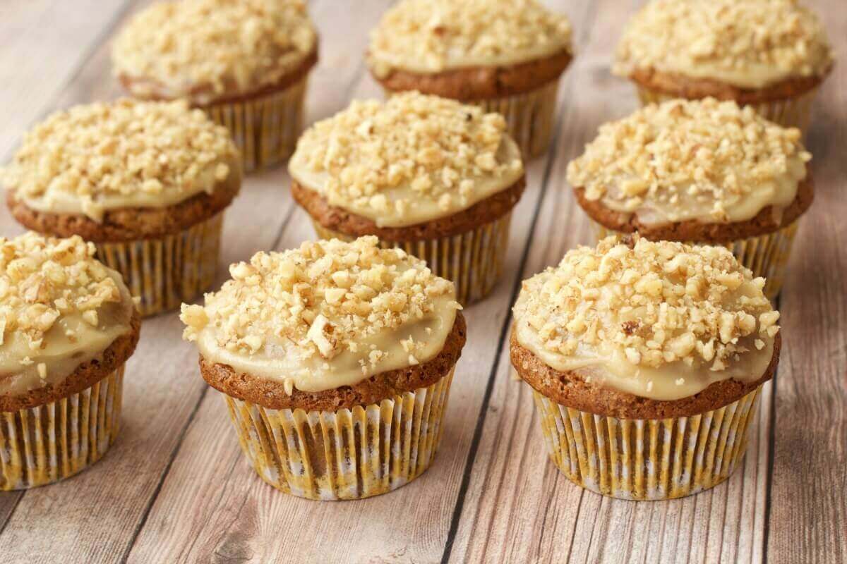 Gluten-free Carrot Cake Cupcakes with Cashew Cream Frosting