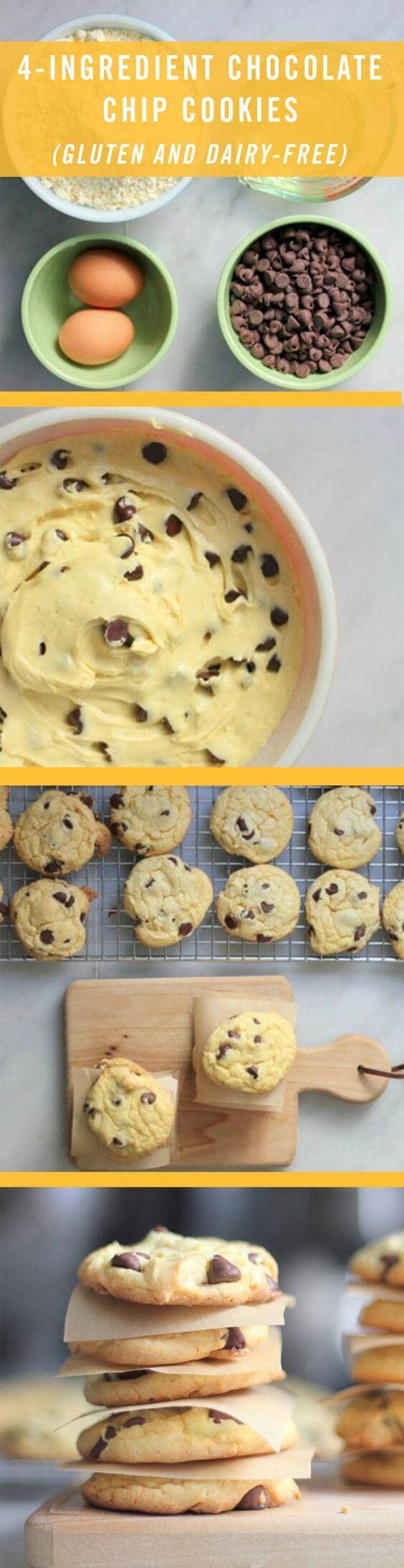 3 Recipes for 4-Ingredient Chocolate Chip Cookies