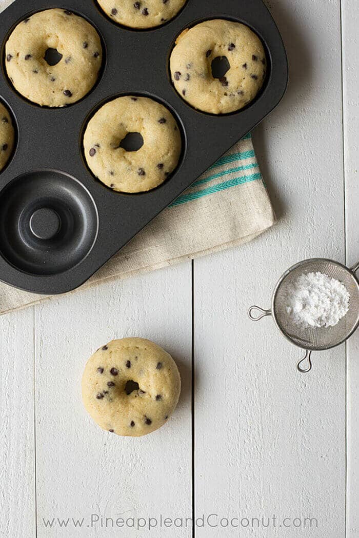 Gluten-free Vanilla Doughnuts with Mini Chocolate Chips