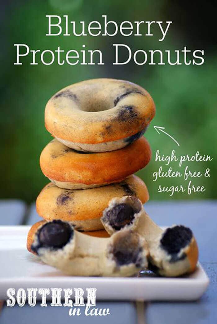 Healthy Baked Blueberry Protein Donuts